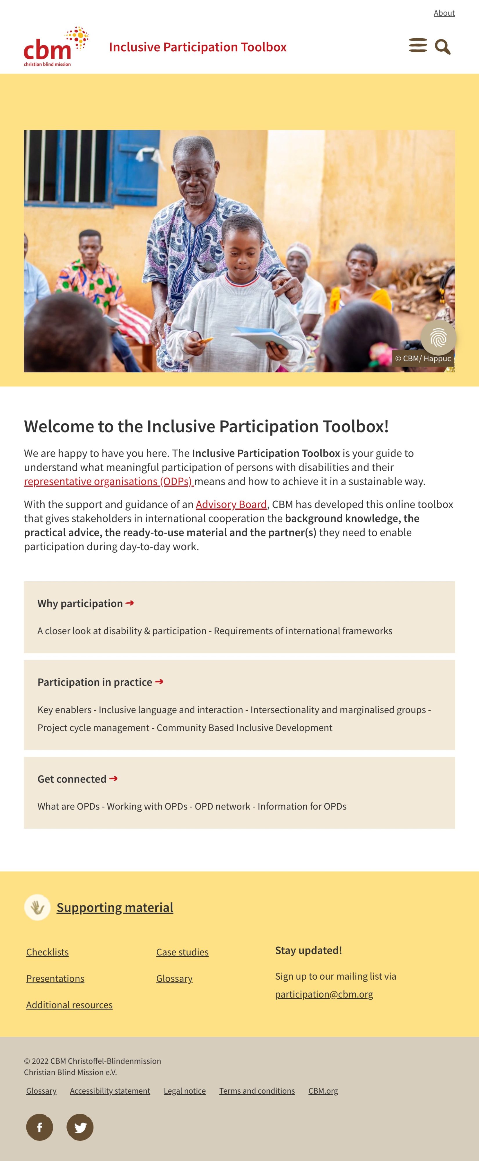 Screenshot of the Inclusive Participation Toolbox homepage